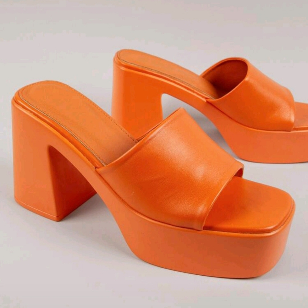 Orange Platform Heels